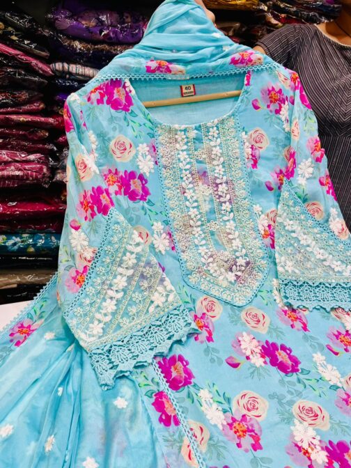 Digital Print Pure Chinon Pakistani Suit - Image 2