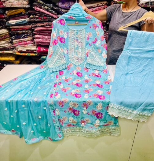 Digital Print Pure Chinon Pakistani Suit - Image 3