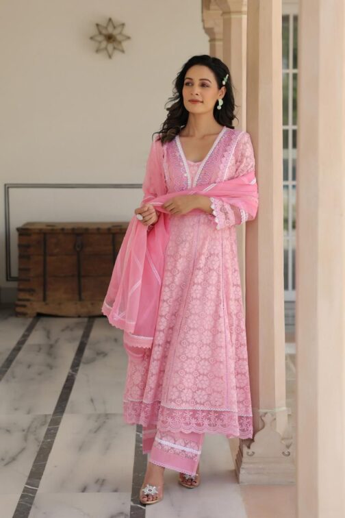 Crocia Net Anarkali Set