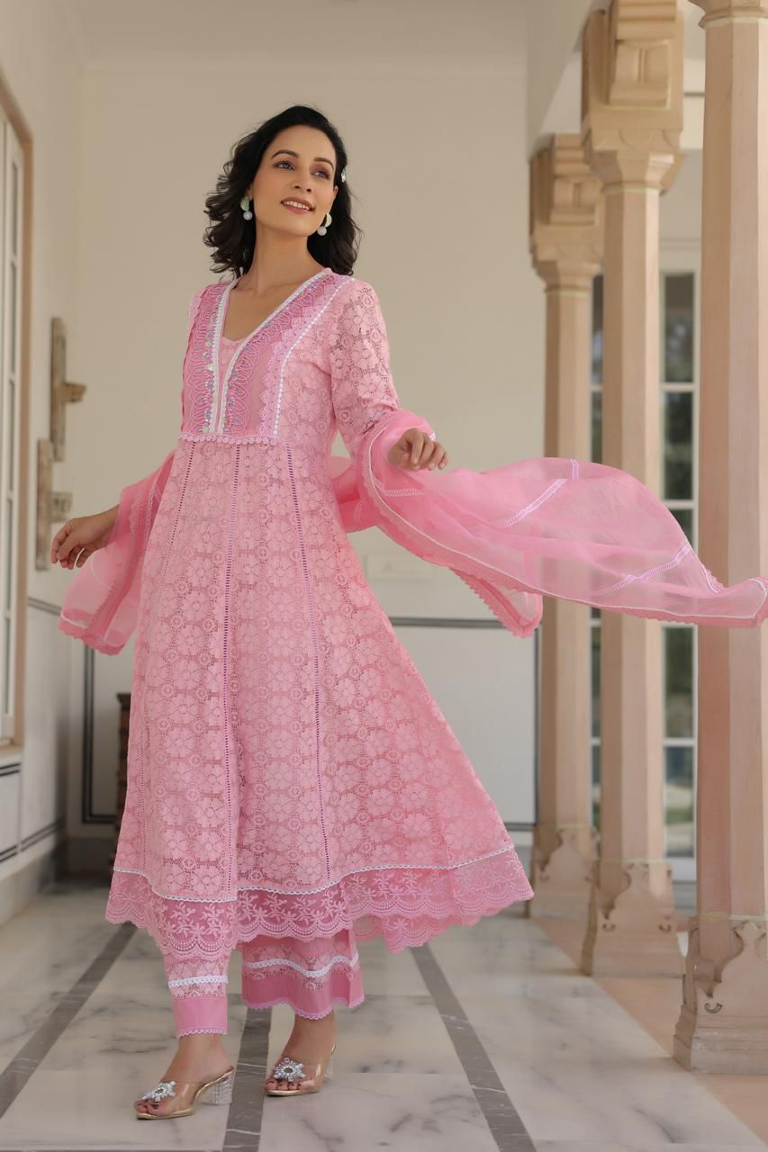 Crocia Net Anarkali Set