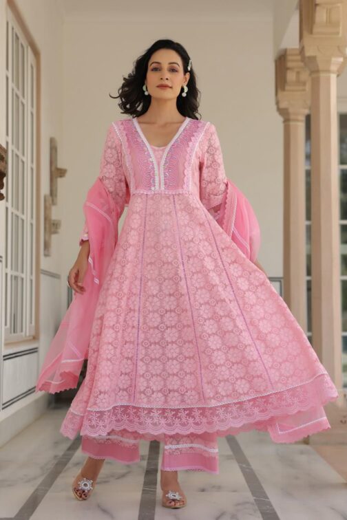 Crocia Net Anarkali Set