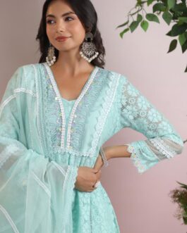 Beautiful Crocia Net Anarkali Set