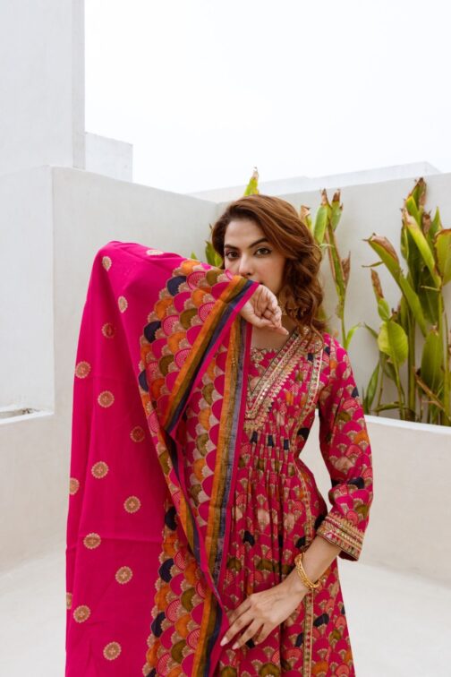 Pure Muslin Anarkali Set