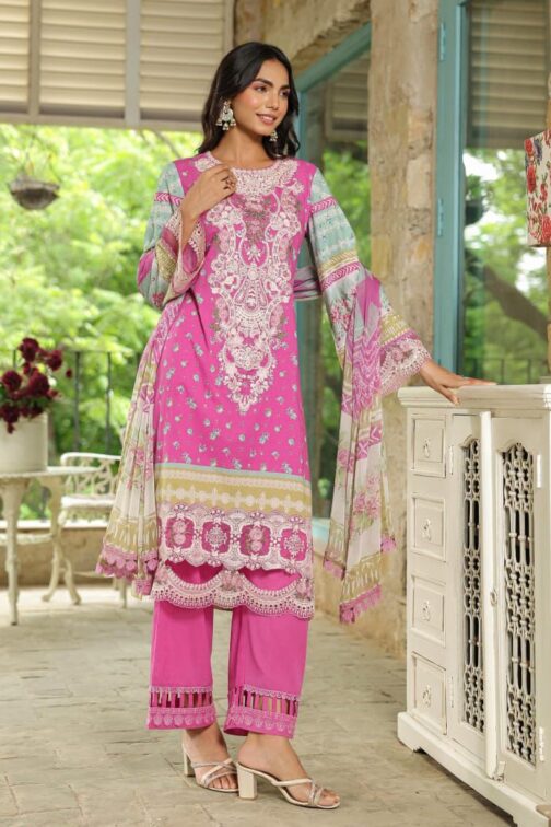 Pakistani Embroidered Suit with Pure Dupatta