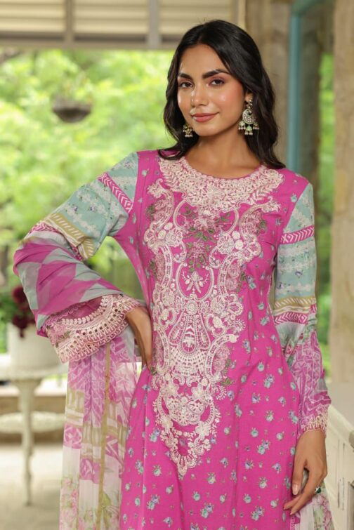 Pakistani Embroidered Suit with Pure Dupatta