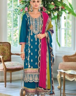 Pure Chinon Fully Embroidered Pakistani Suit with designer Dupatta