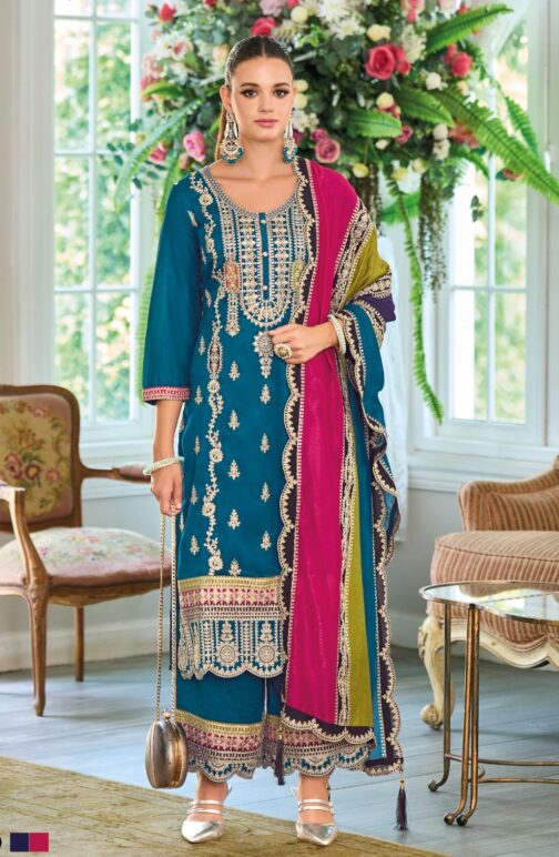 Pure Chinon Fully Embroidered Pakistani Suit with designer Dupatta