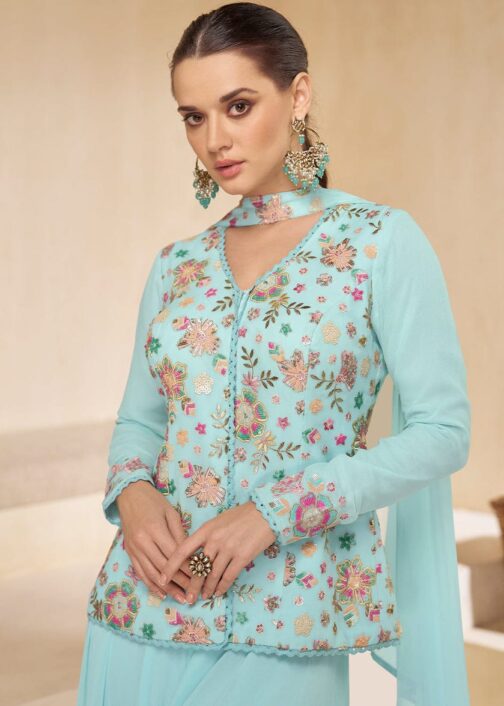 Pure Georgette Embroidered Palazzo Set