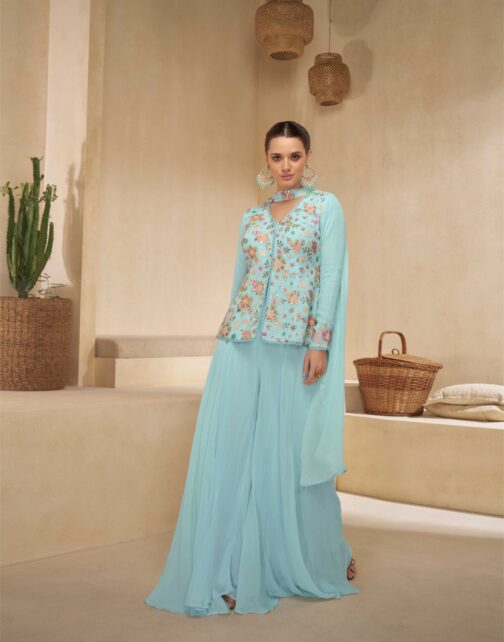 Pure Georgette Embroidered Palazzo Set