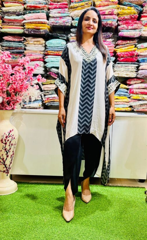 Pure Crape Kaftan with Tulip Pants