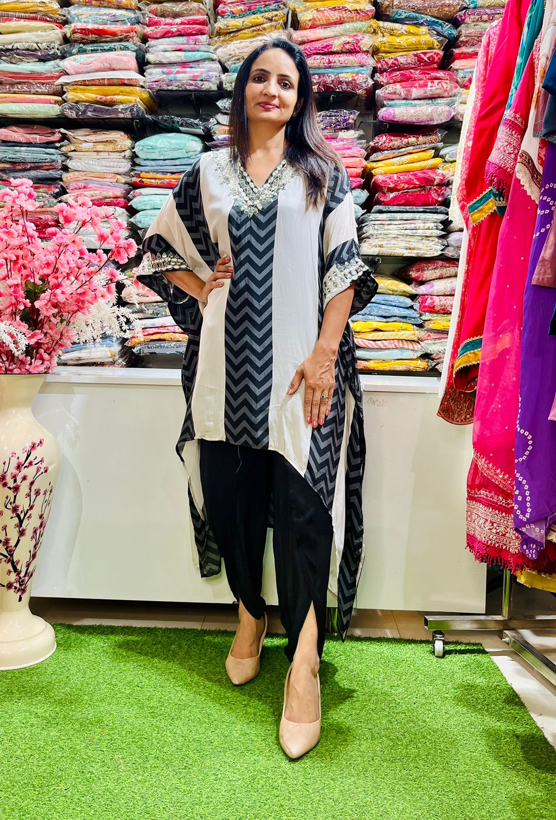 Pure Crape Kaftan with Tulip Pants