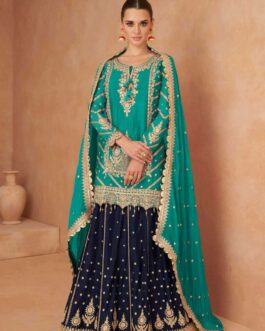 Aqua Exquisite Party Wear Premium Lehenga Suit Set with Embroidery & Mirror Work