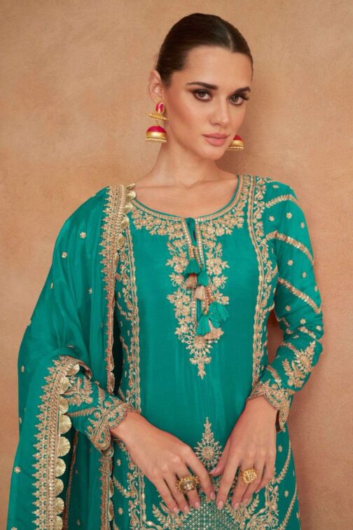 Aqua Exquisite Party Wear Premium Lehenga Suit Set with Embroidery & Mirror Work