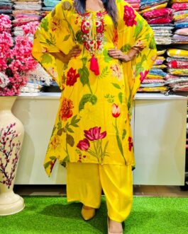 Designer Pure Crape Kaftan Set