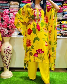 Designer Pure Crape Kaftan Set