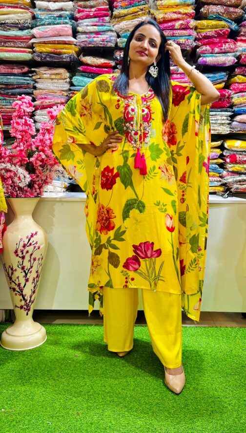 Designer Pure Crape Kaftan Set