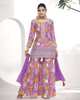 Designer Lavender Sharara Set