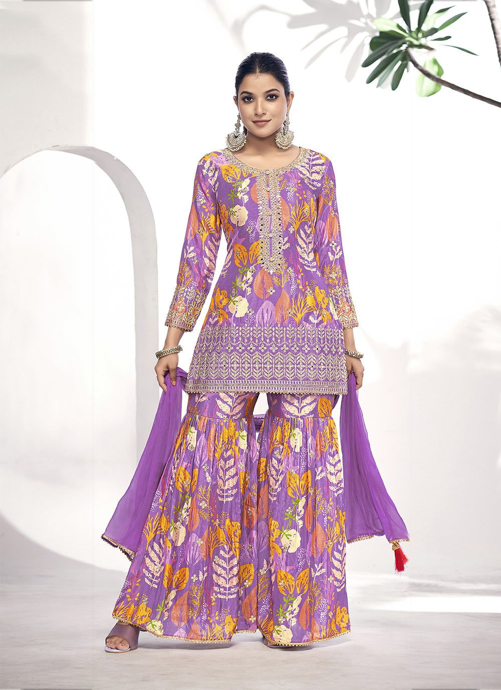 Designer Lavender Sharara Set