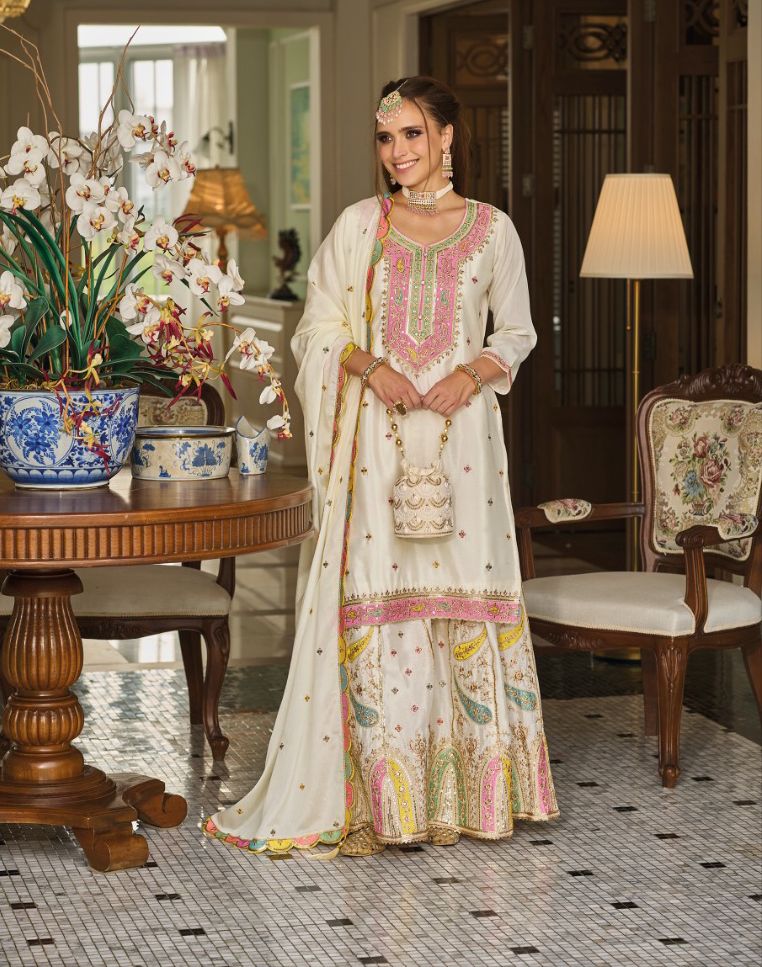 Full Heavy Work Kurta with Gharara and Dupatta