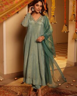 Designer Crush Tissue Anarkali with Organza Dupatta