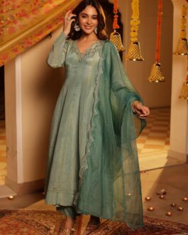 Designer Crush Tissue Anarkali with Organza Dupatta