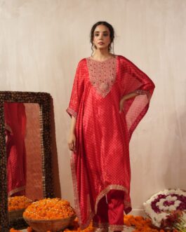 Designer Bandhej Kaftan Set