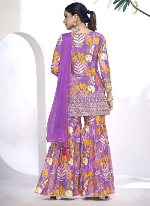 Designer Lavender Sharara Set