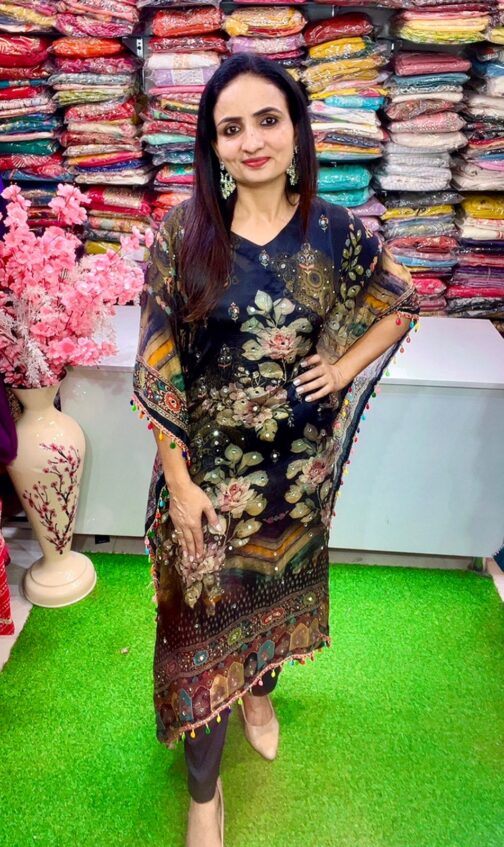 Designer Black Kaftan Set