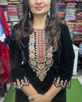 Beautiful Black Velvet Suit with Embroidery