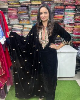 Beautiful Black Velvet Suit with Embroidery