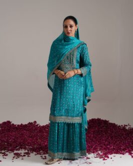 Designer Pure Chinon Sharara Set