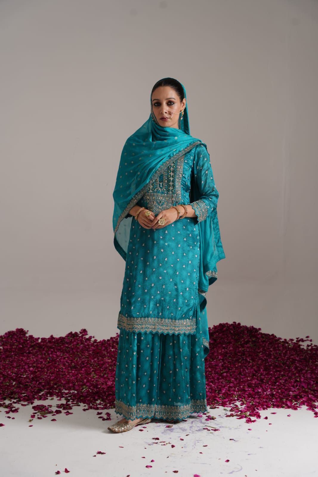 Designer Pure Chinon Sharara Set