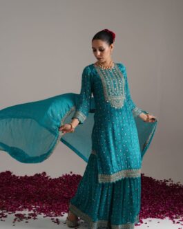 Designer Pure Chinon Sharara Set