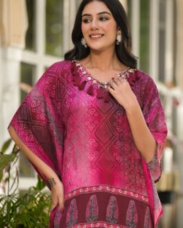 STRAWBERRY GAZI SILK KAFTAN