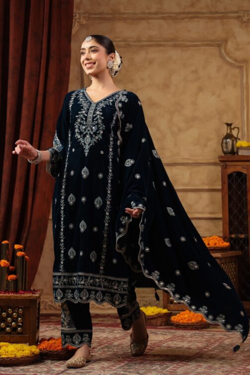 Designer Pakistani Velvet Suit Set