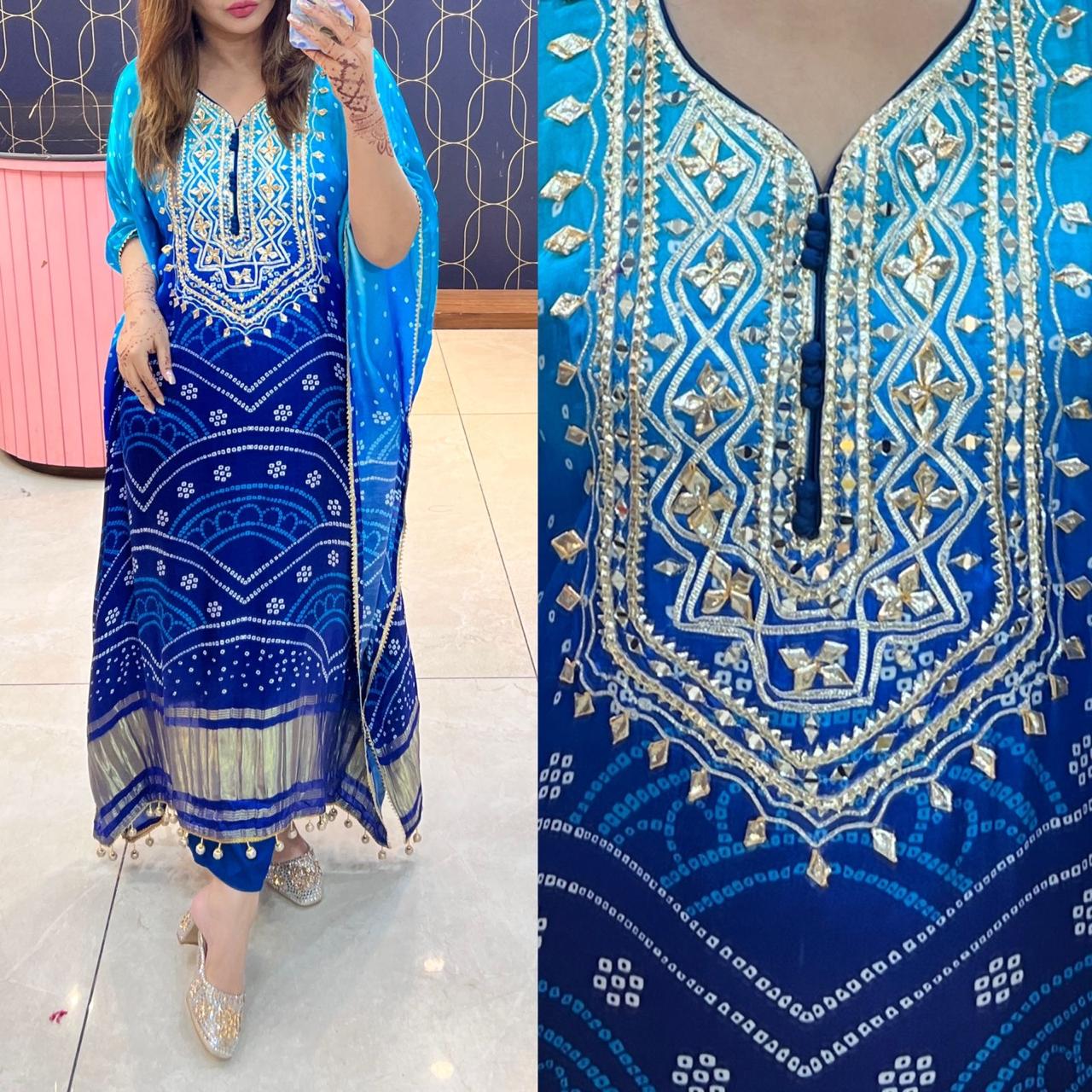 Pure Gajji Silk Designer Kaftan Set
