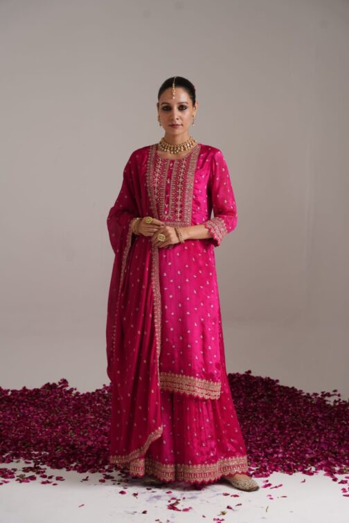 Designer Pure Chinon Sharara Set