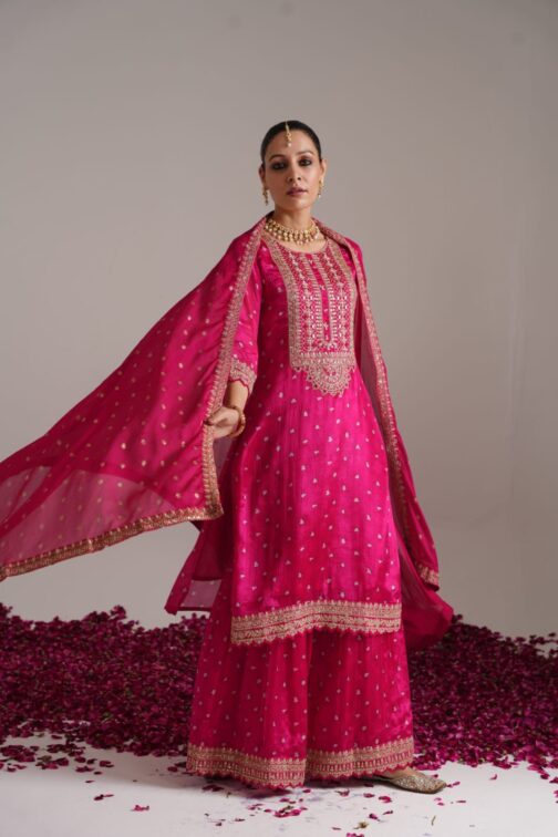 Designer Pure Chinon Sharara Set