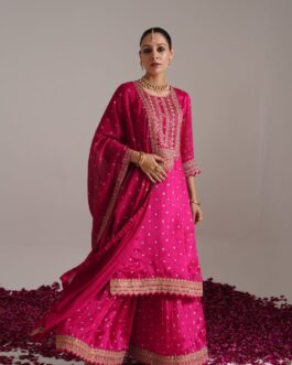 Designer Pure Chinon Sharara Set