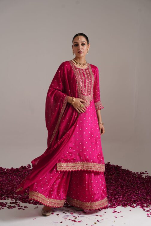 Designer Pure Chinon Sharara Set