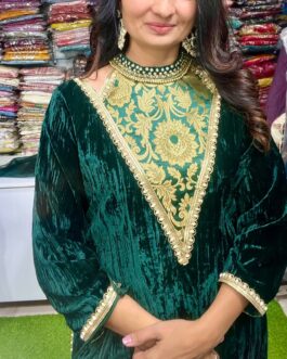 Designer Velvet Suit with Potli