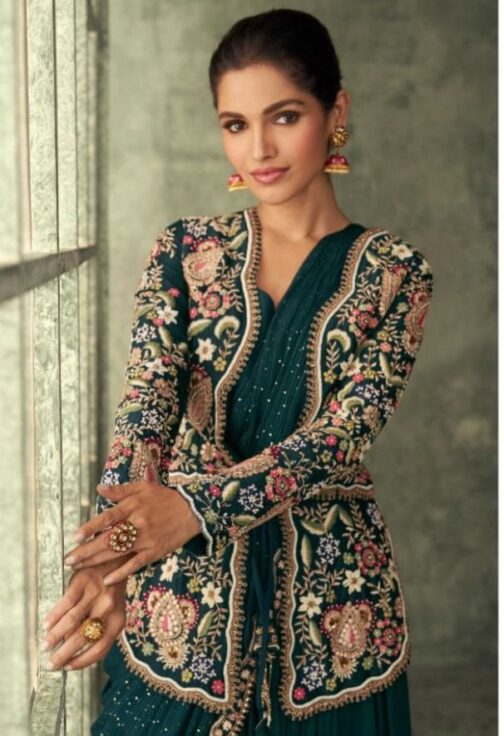 Indo Western Stitched Saree Gown with Jacket