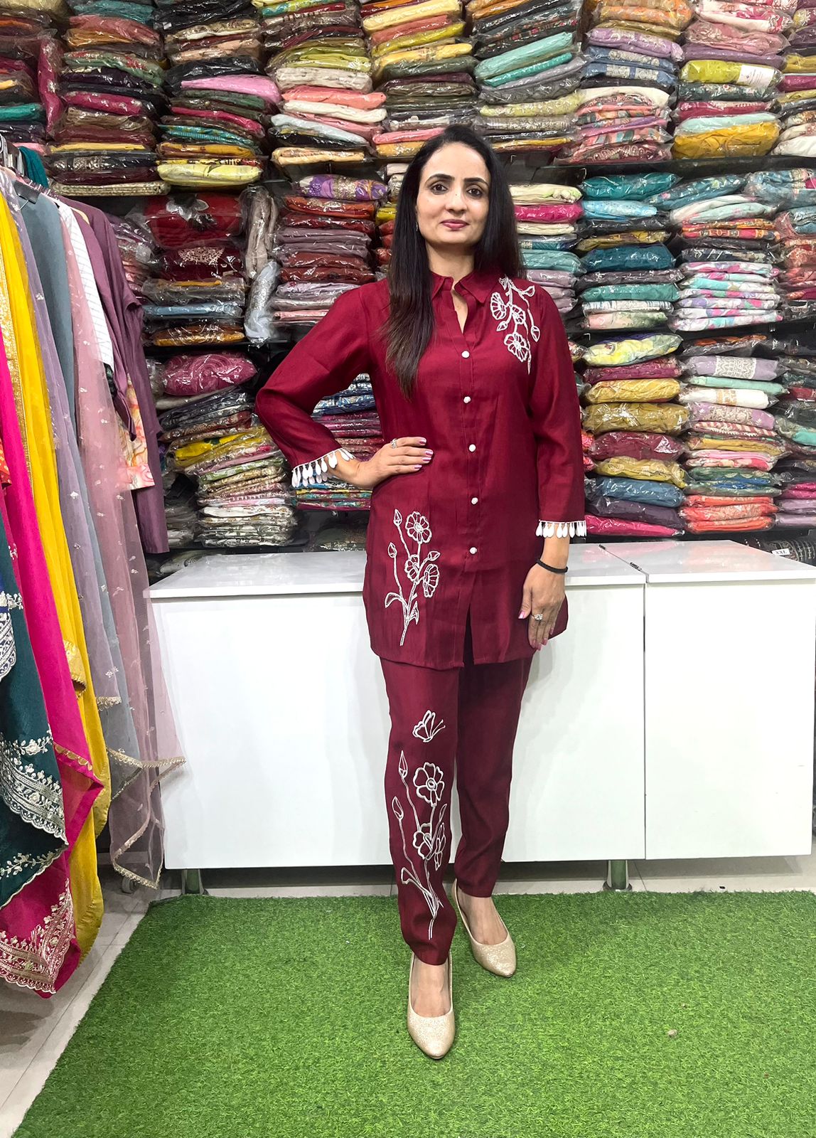 Muslin Embroidered Coord Set