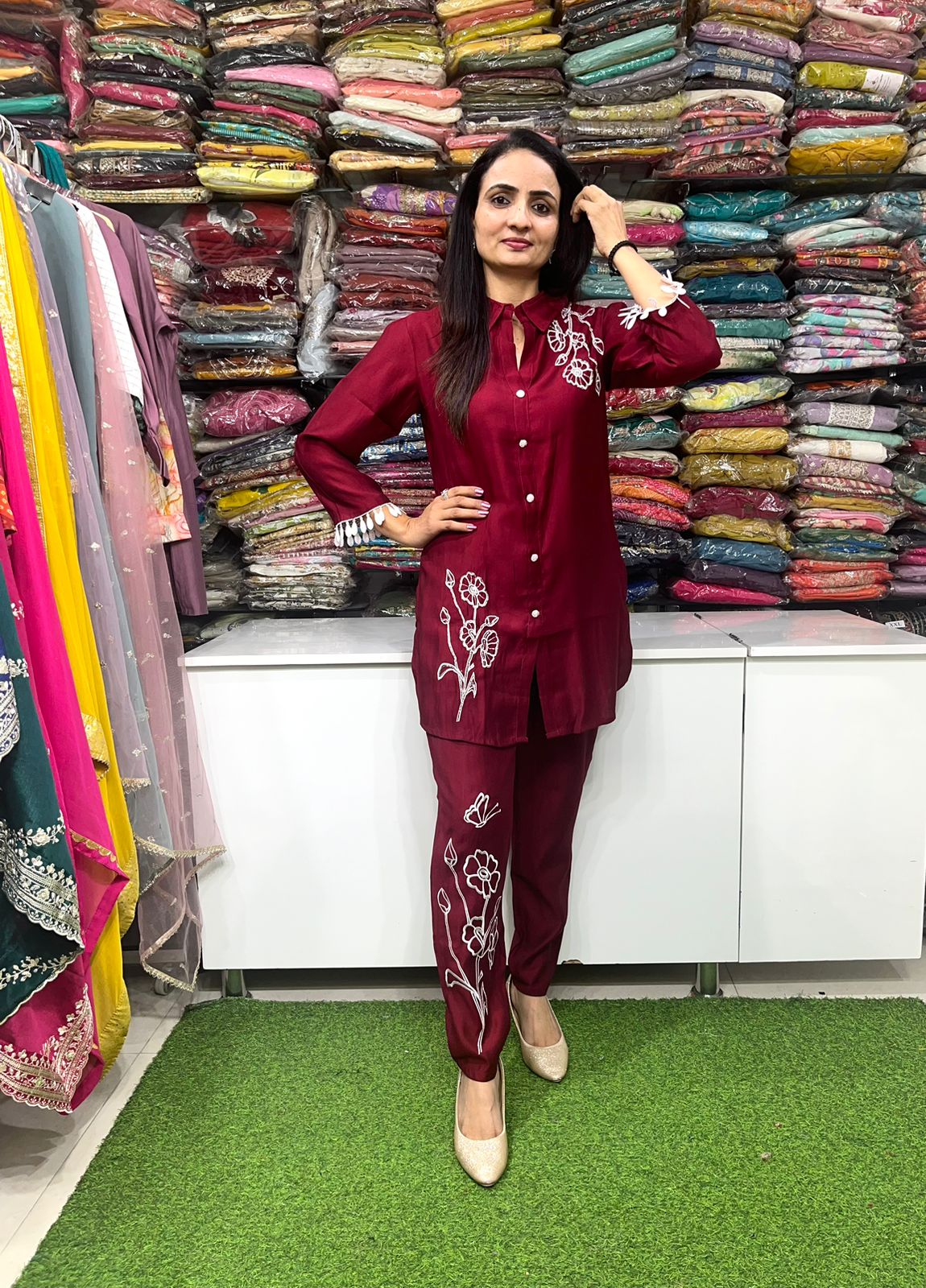 Muslin Embroidered Coord Set