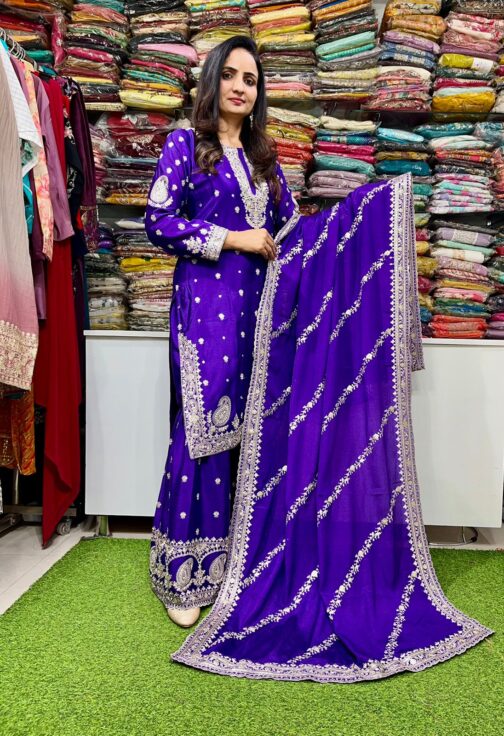 Designer Purple Sharara Suit Set