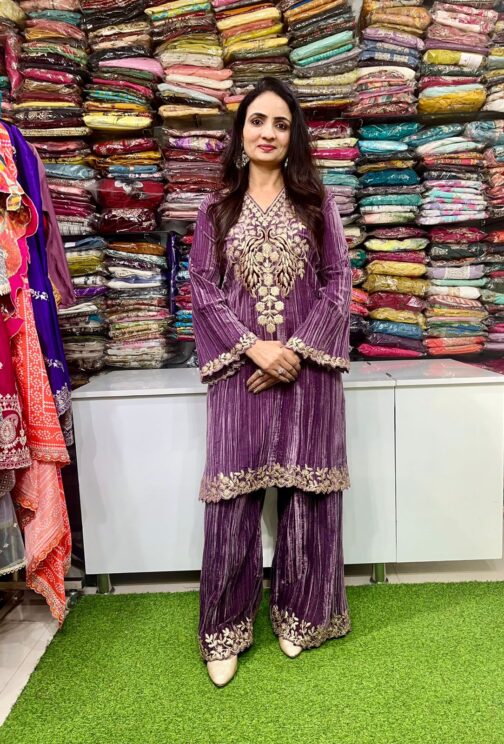 Designer Velvet Coord Set with Zari Embroidery