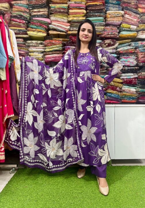 Designer Mal Cotton Anarkali Set