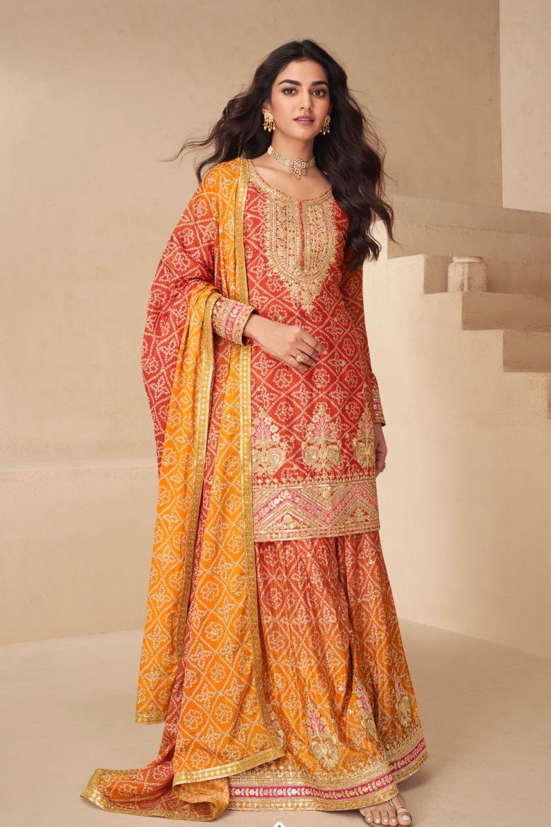 Zoya Orange Party Wear Suit Set