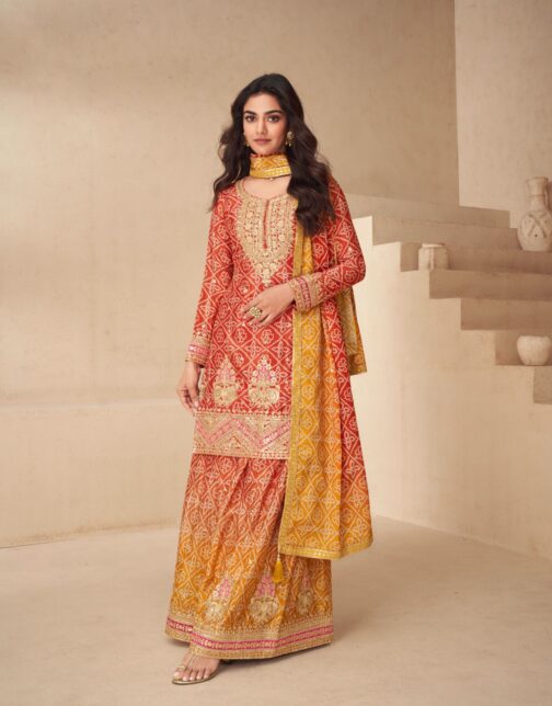 Zoya Orange Party Wear Suit Set