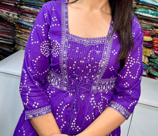 Designer Purple Cotton Anarkali Set
